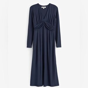 Boden: Empire Ruched Waist Midi Dress: Navy Blue: Size 8P